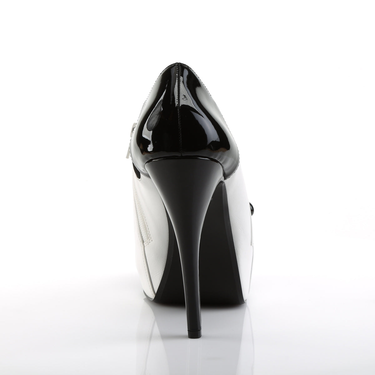 chloe 11 large size ladies heels with pleaser pink label platform blk wht pat