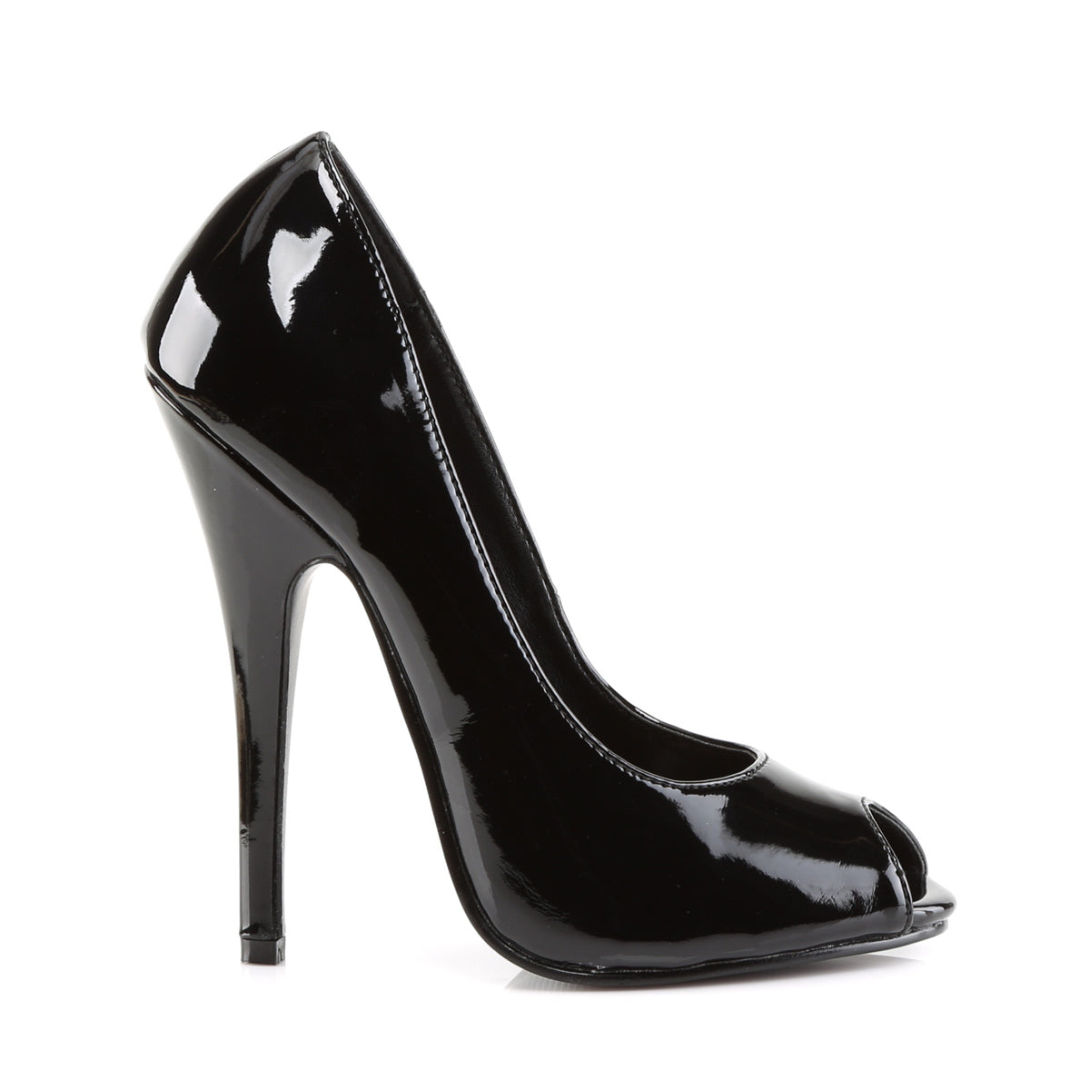 DOMINA-212 Devious Domina Black Patent Sexy Single Soles (Fetish Footwear)
