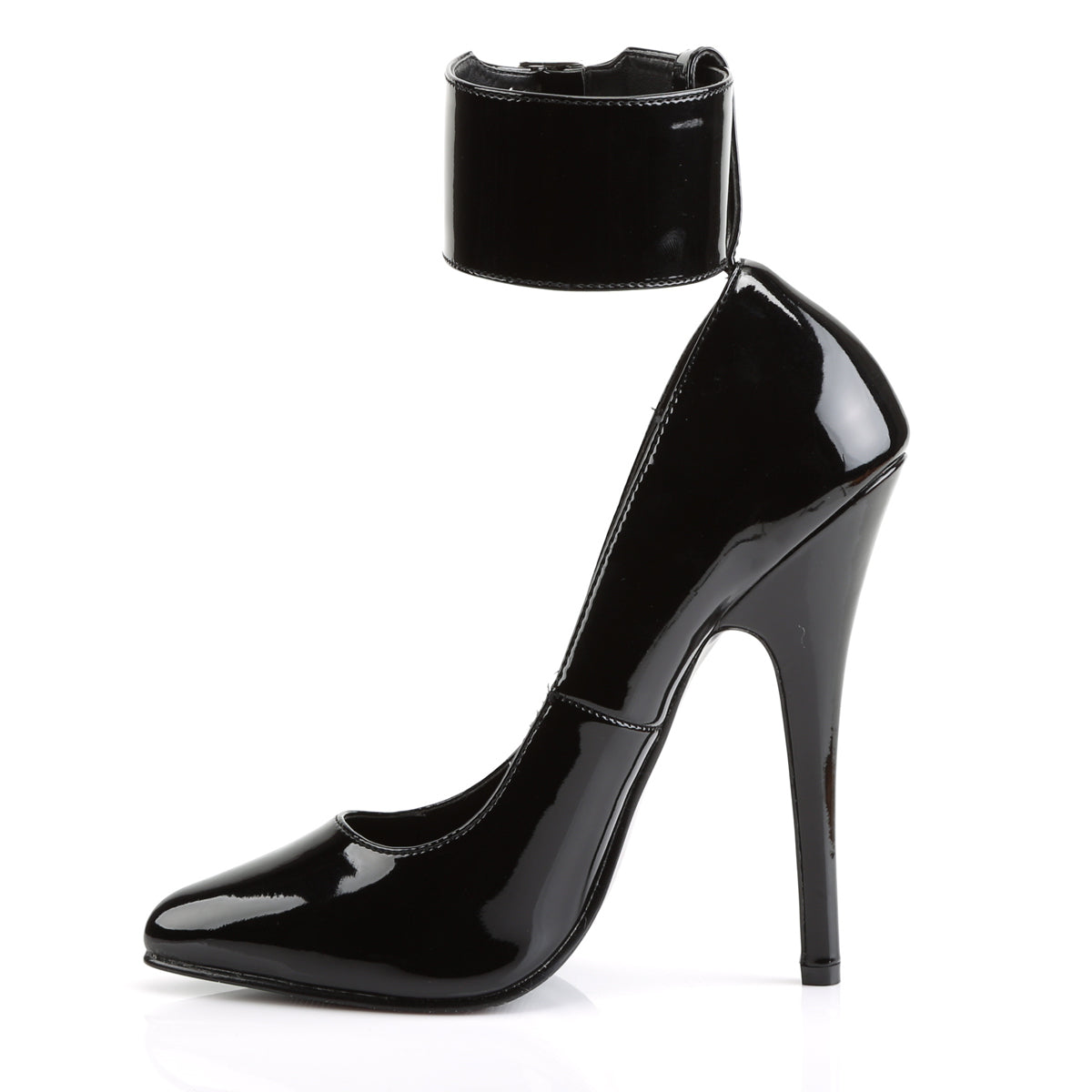 DOMINA-434 Devious Domina Black Patent Sexy Single Soles (Fetish Footwear)