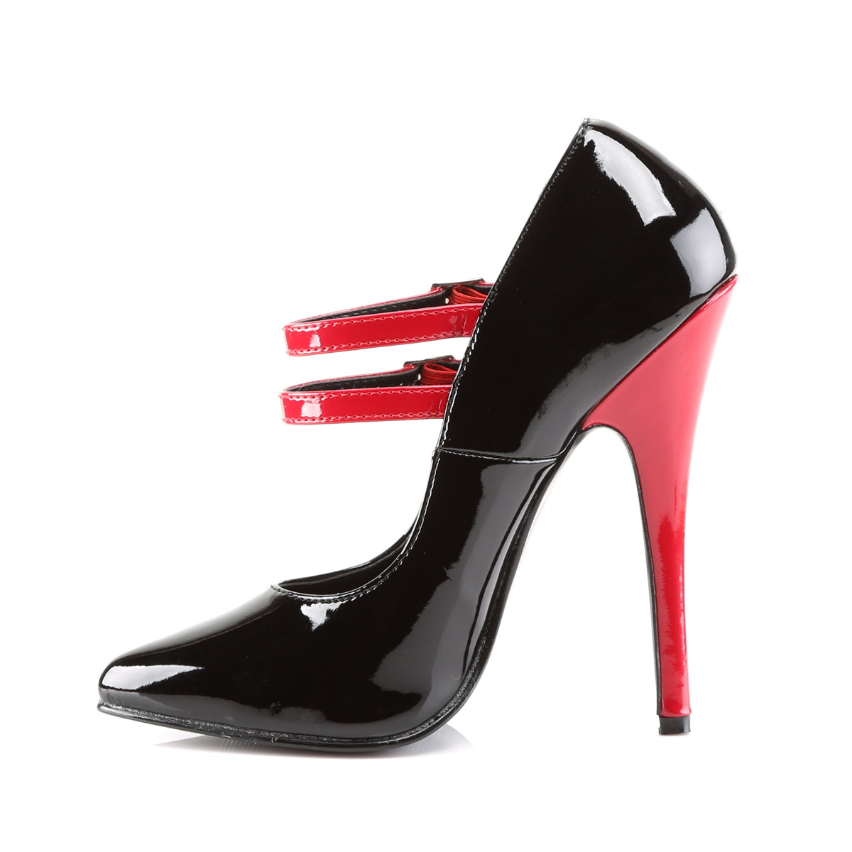 DOMINA-442 Devious Domina Black/Red Sexy Single Soles (Fetish Footwear)
