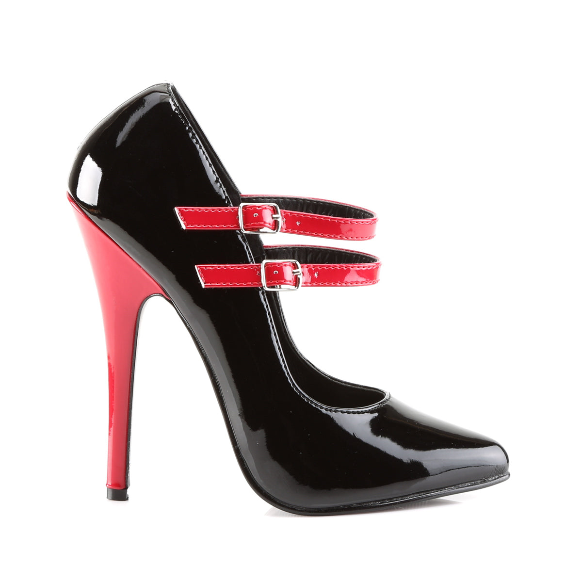 DOMINA-442 Devious Domina Black/Red Sexy Single Soles (Fetish Footwear)