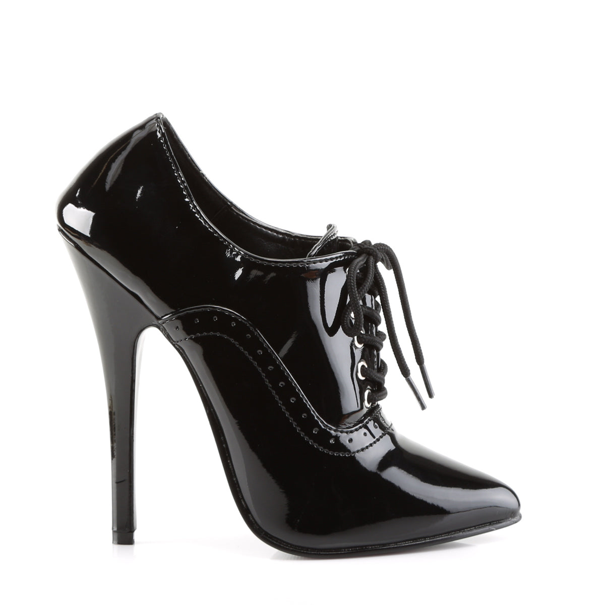 DOMINA-460 Devious Domina Black Patent Sexy Single Soles (Fetish Footwear)