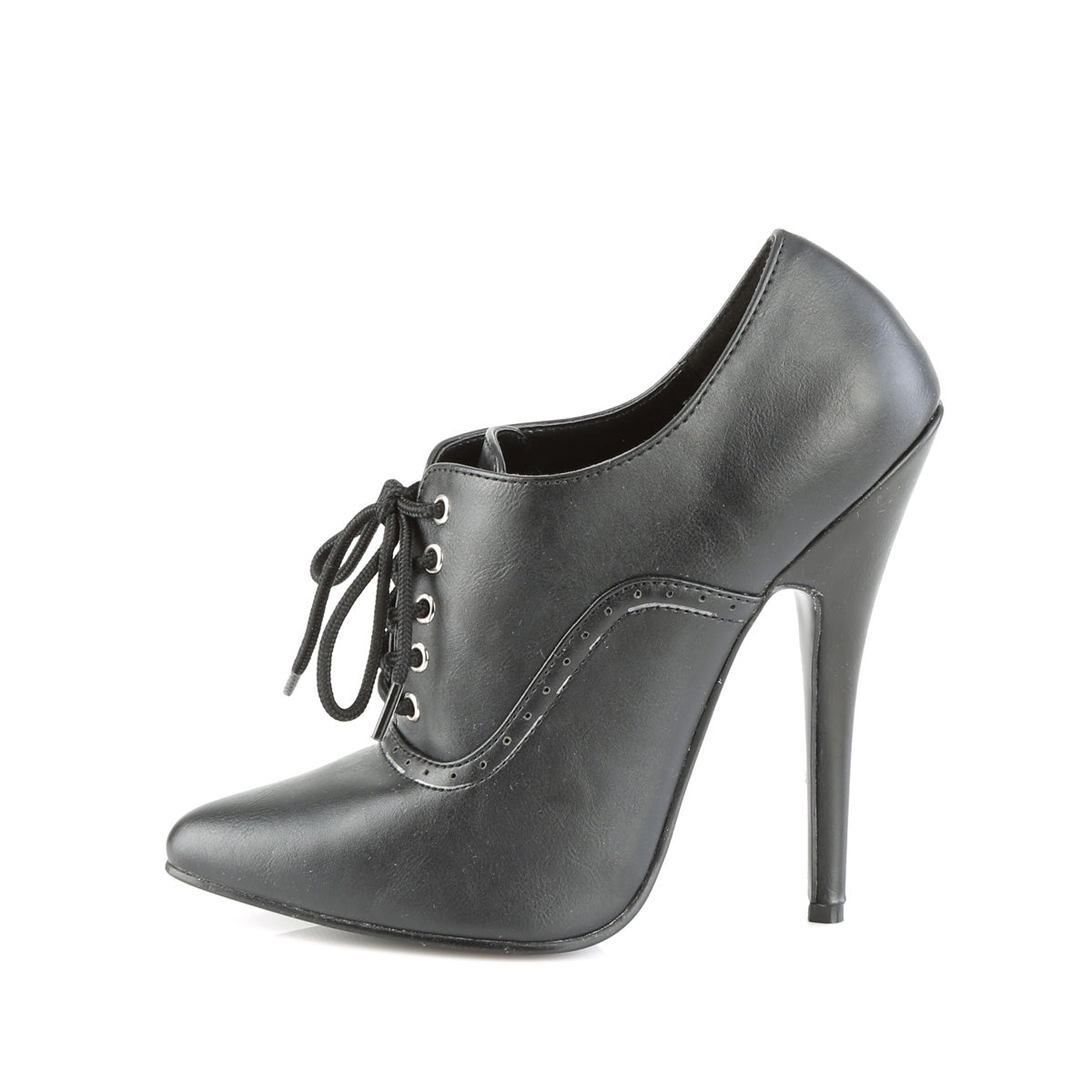 DOMINA-460 Devious Domina Black Faux Leather Sexy Single Soles (Fetish Footwear)