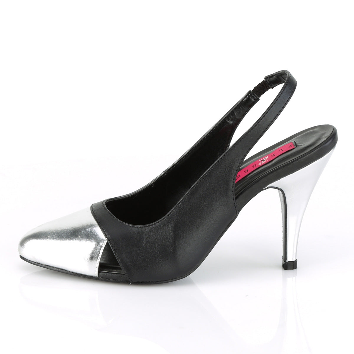 dream 405 High Meels in Mens Sizes pleaser pink label single soles blk faux leather slv metallic pu