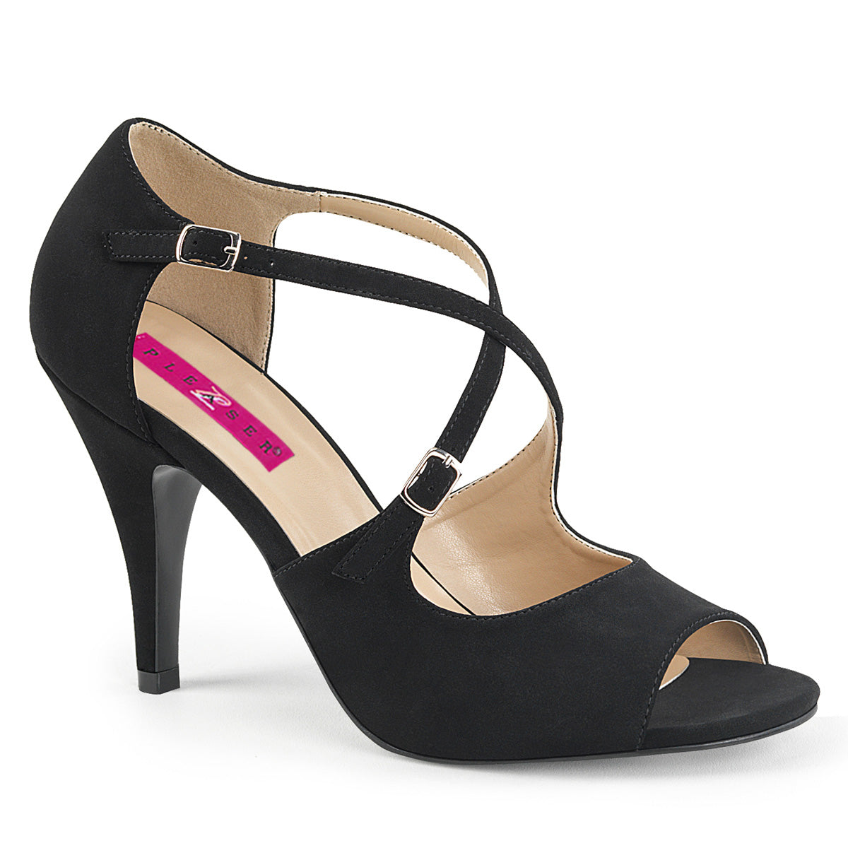 DREAM-412 Large Size Ladies Shoes Pleaser Pink Label Single Soles Blk Nubuck