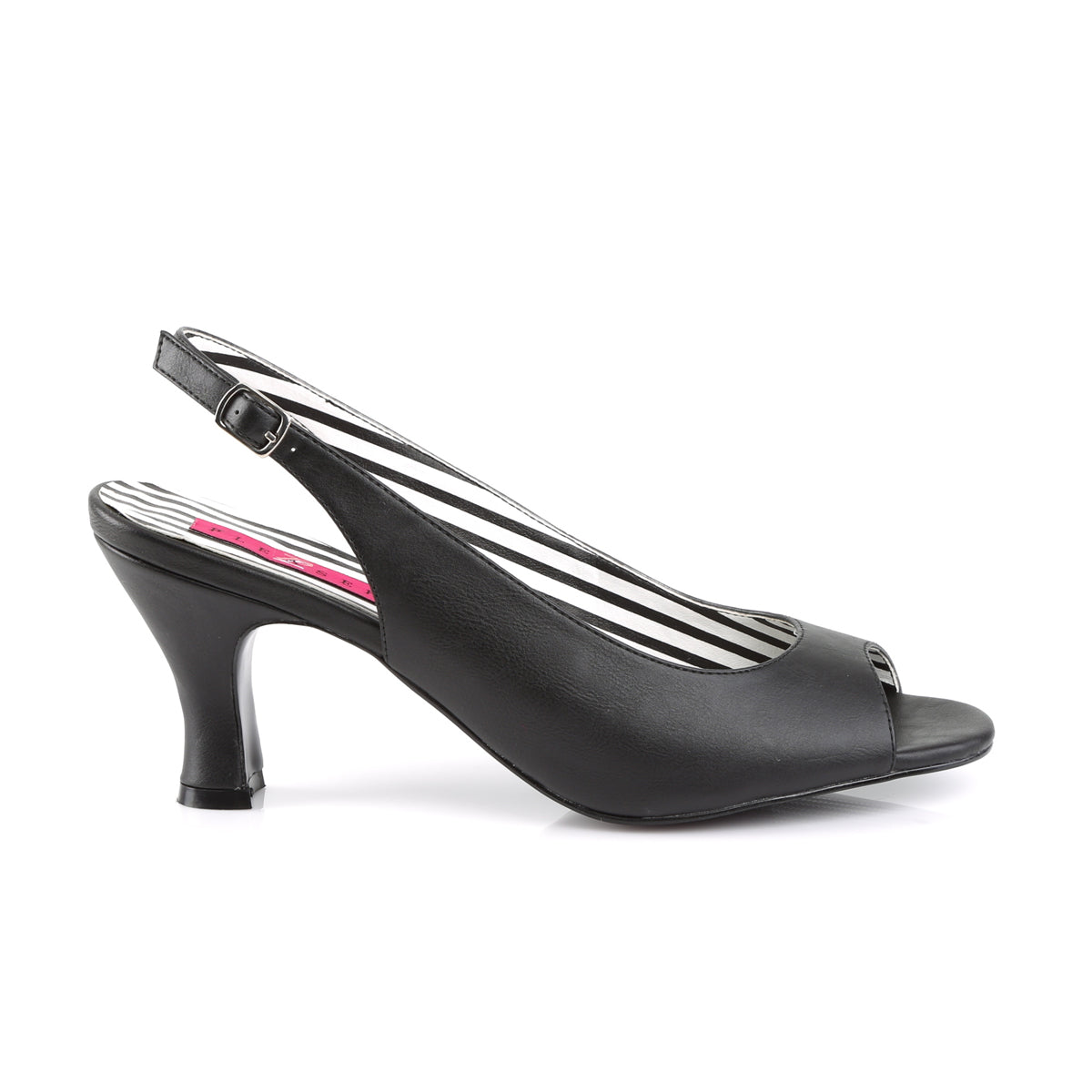 jenna 02 large size Sissy Shoes pleaser pink label single soles blk faux leather