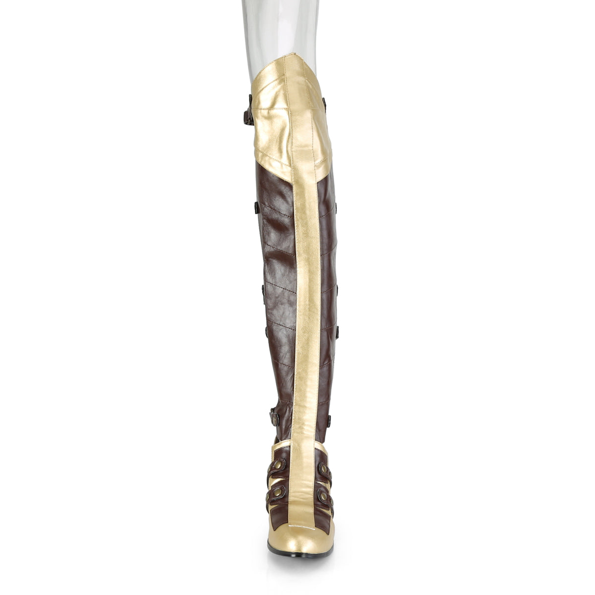 MAIDEN-8830 Funtasma Brown/Gold Pu Fancy Dress Women's Boots (Fantasy Footwear)