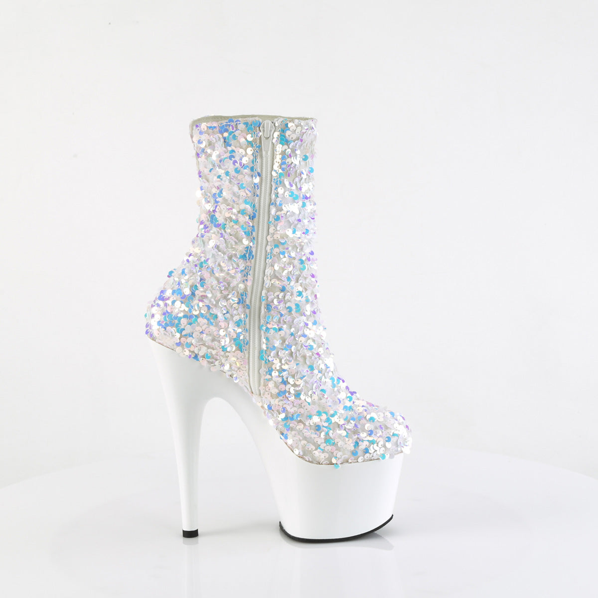 ADORE-1042SQ Pleaser White Multi Glitter Sexy Platform Shoes (Sexy Shoes)