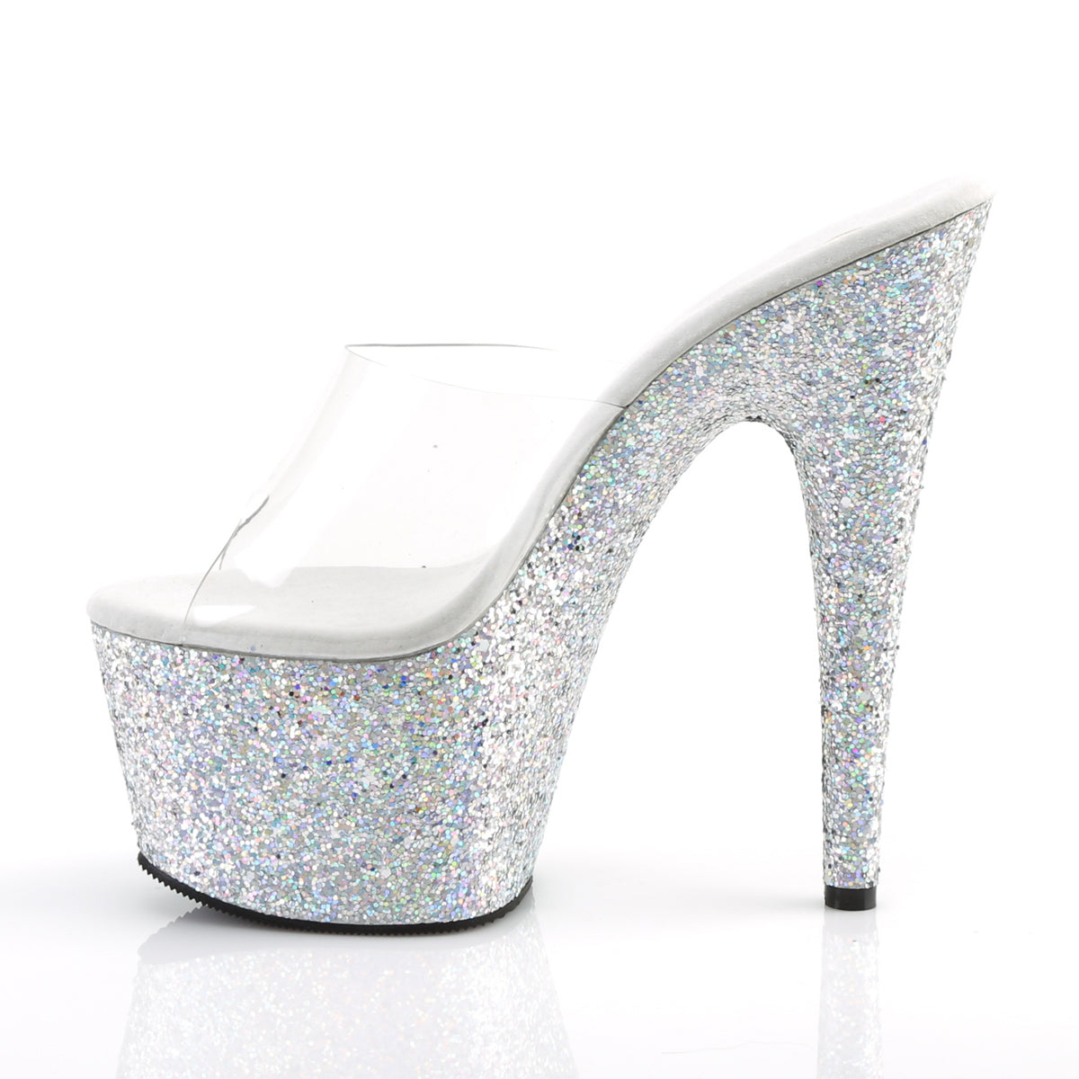 ADORE-701LG Pleaser Clear/Silver Multi Gltr Sexy Platform Shoes (Sexy Shoes)