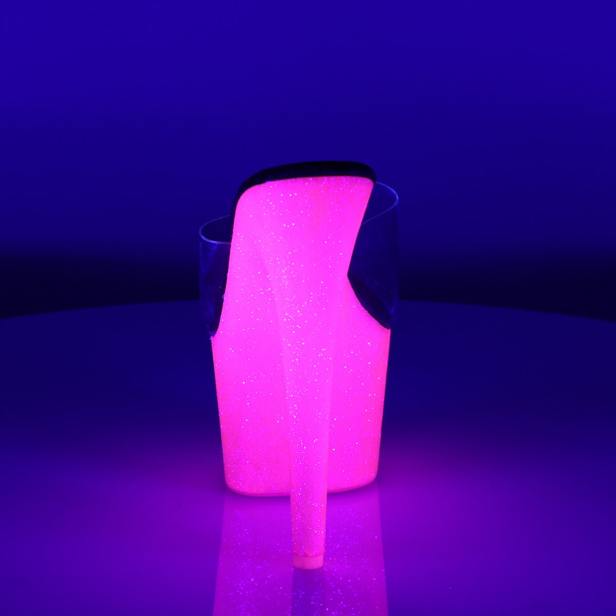 ADORE-701UVG Pleaser Clear/Neon H. Pink Glitter Sexy Platform Shoes (Sexy Shoes)