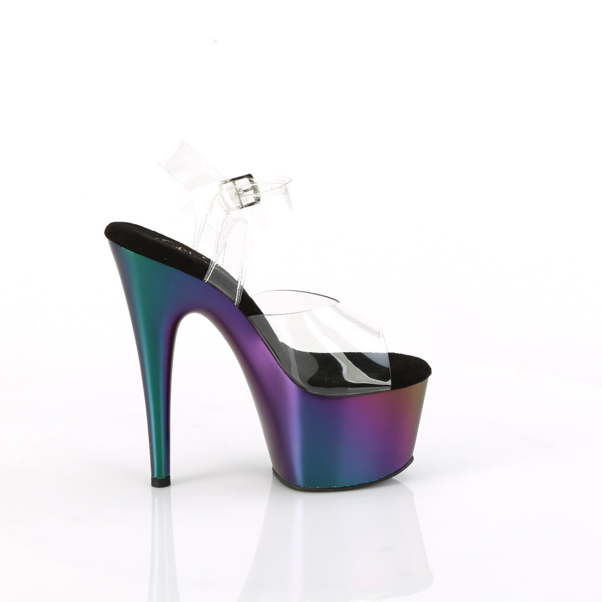ADORE-708MCH Pleaser Clear/Purple-Green Matte Chrome Sexy Platform Shoes (Sexy Shoes)