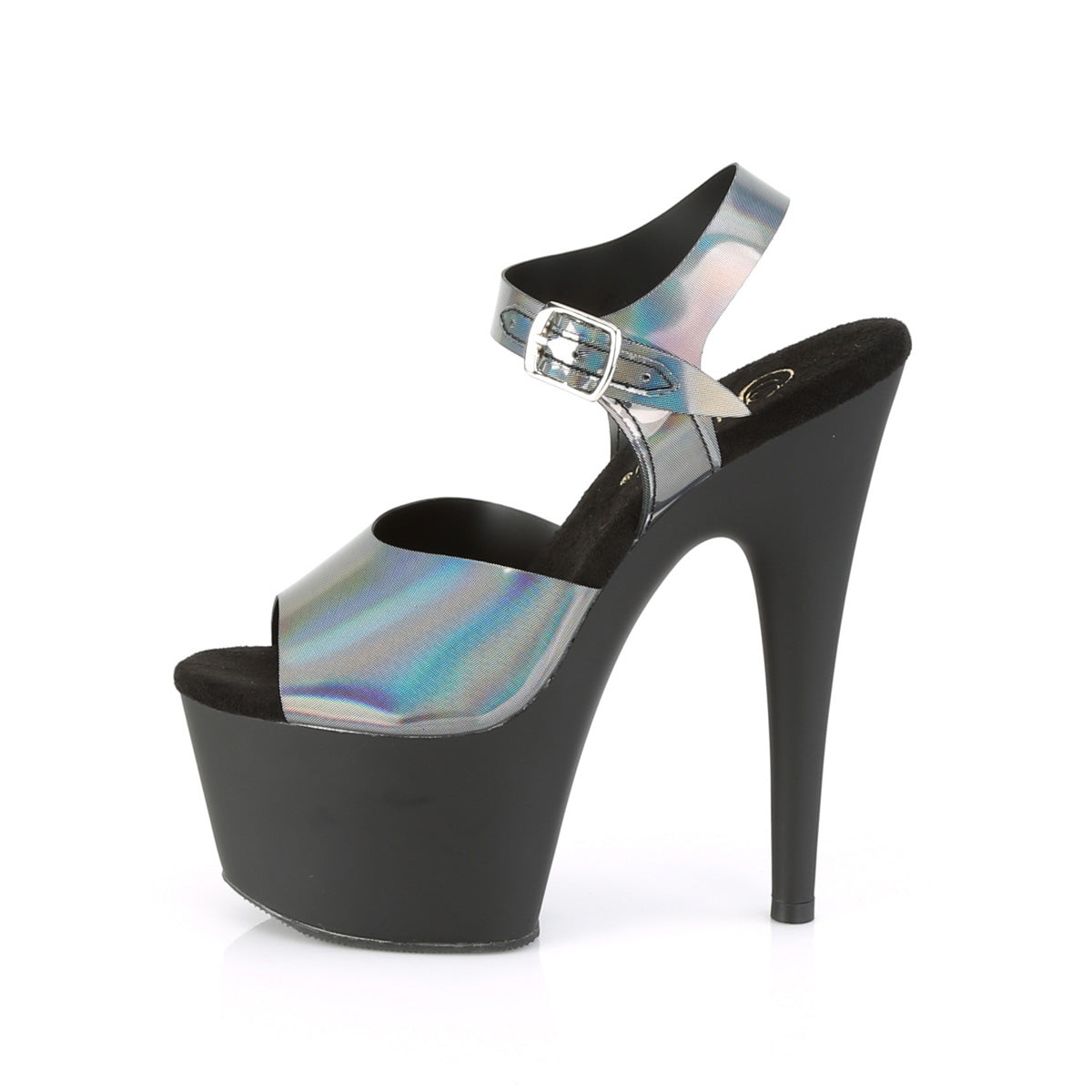 ADORE-708N-DT Pleaser Pewter Hologram TPU/Black Matte Sexy Platform Shoes (Sexy Shoes)