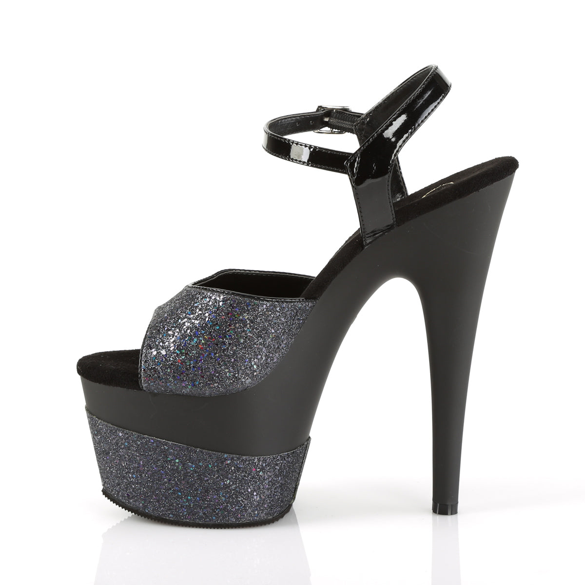 ADORE-709-2G Pleaser Black Glitter Sexy Platform Shoes (Sexy Shoes)