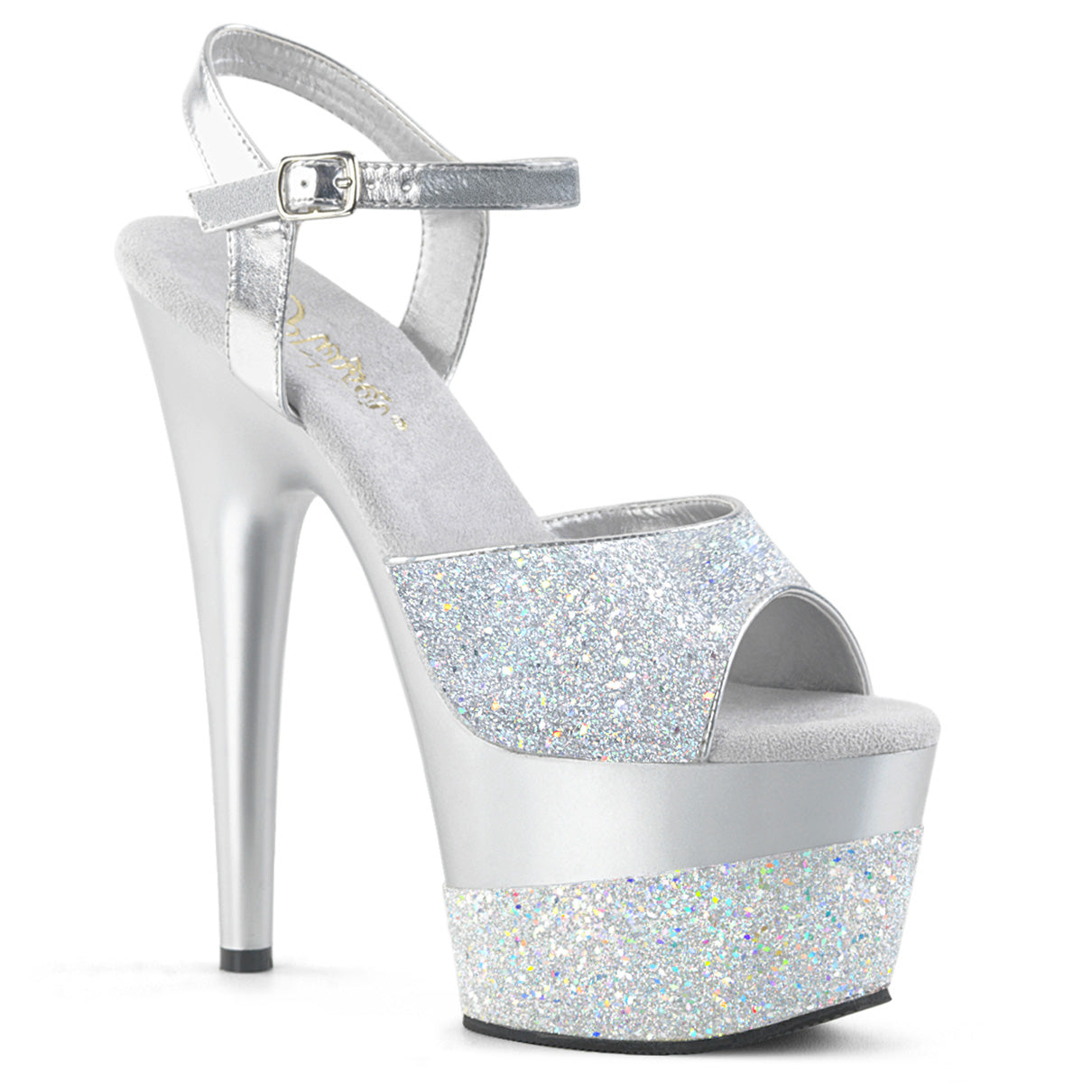 ADORE-709-2G Strippers Heels Pleaser Platforms (Exotic Dancing) Slv Multi Glitter/Slv Multi Glitter