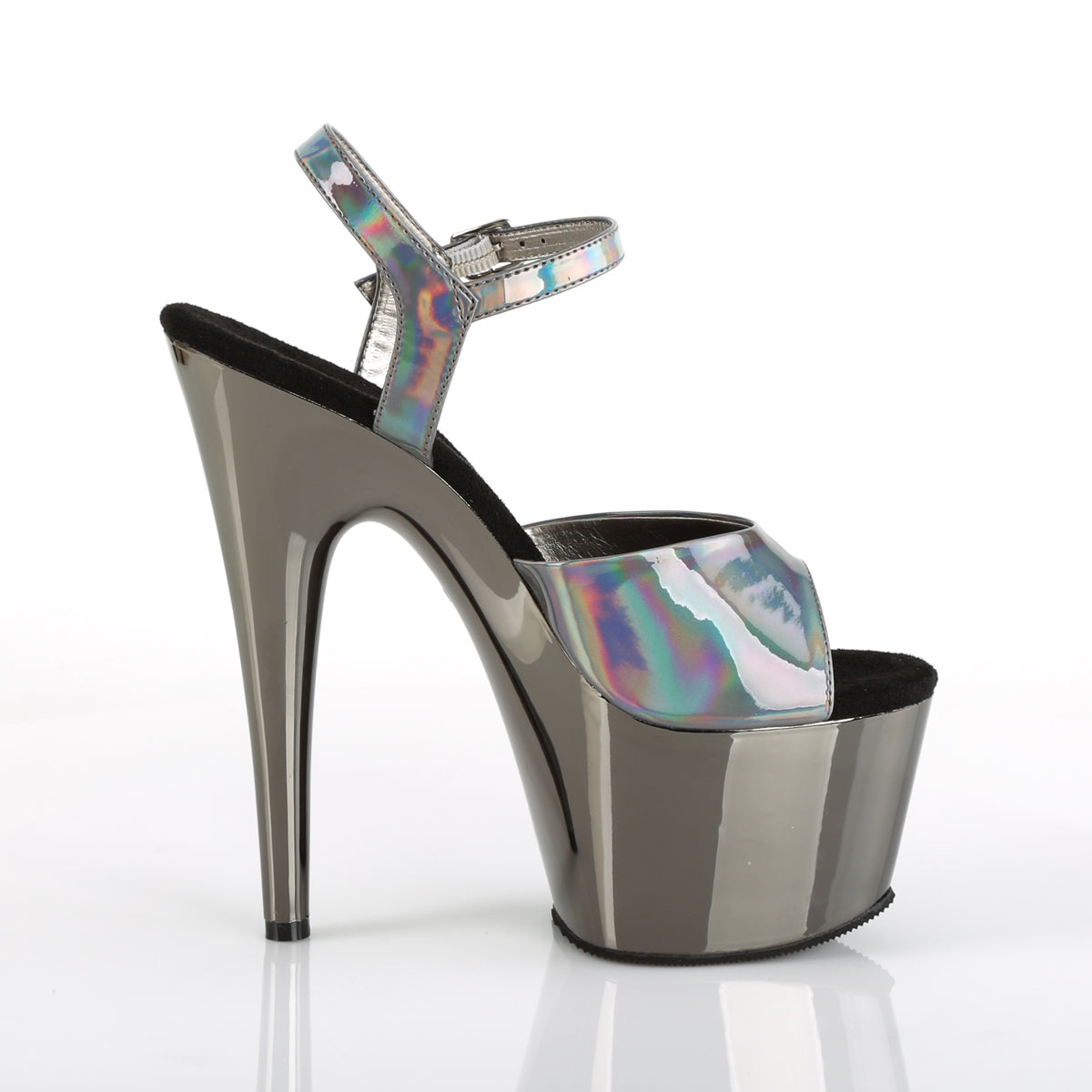 ADORE-709HGCH Pleaser Pewter Hologram/Pewter Chrome Sexy Platform Shoes (Sexy Shoes)