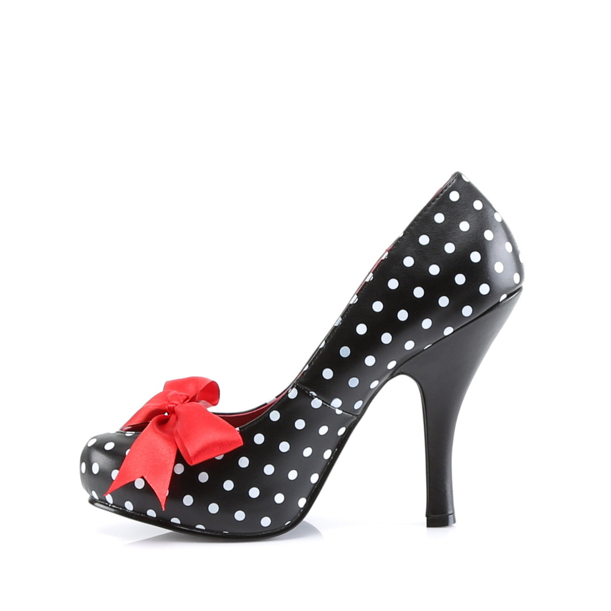 CUTIEPIE-06 Retro Glamour Pin Up Couture Platforms Blk-Wht Pu (Polka Dots Print)