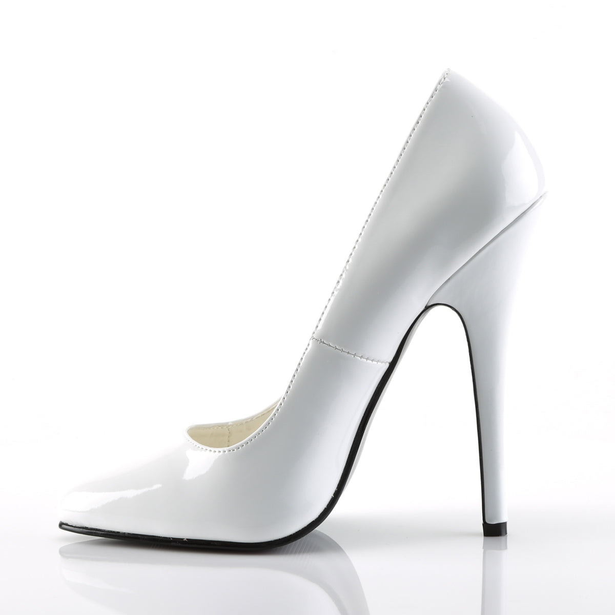 DOMINA-420 Devious Domina White Patent Sexy Single Soles (Fetish Footwear)