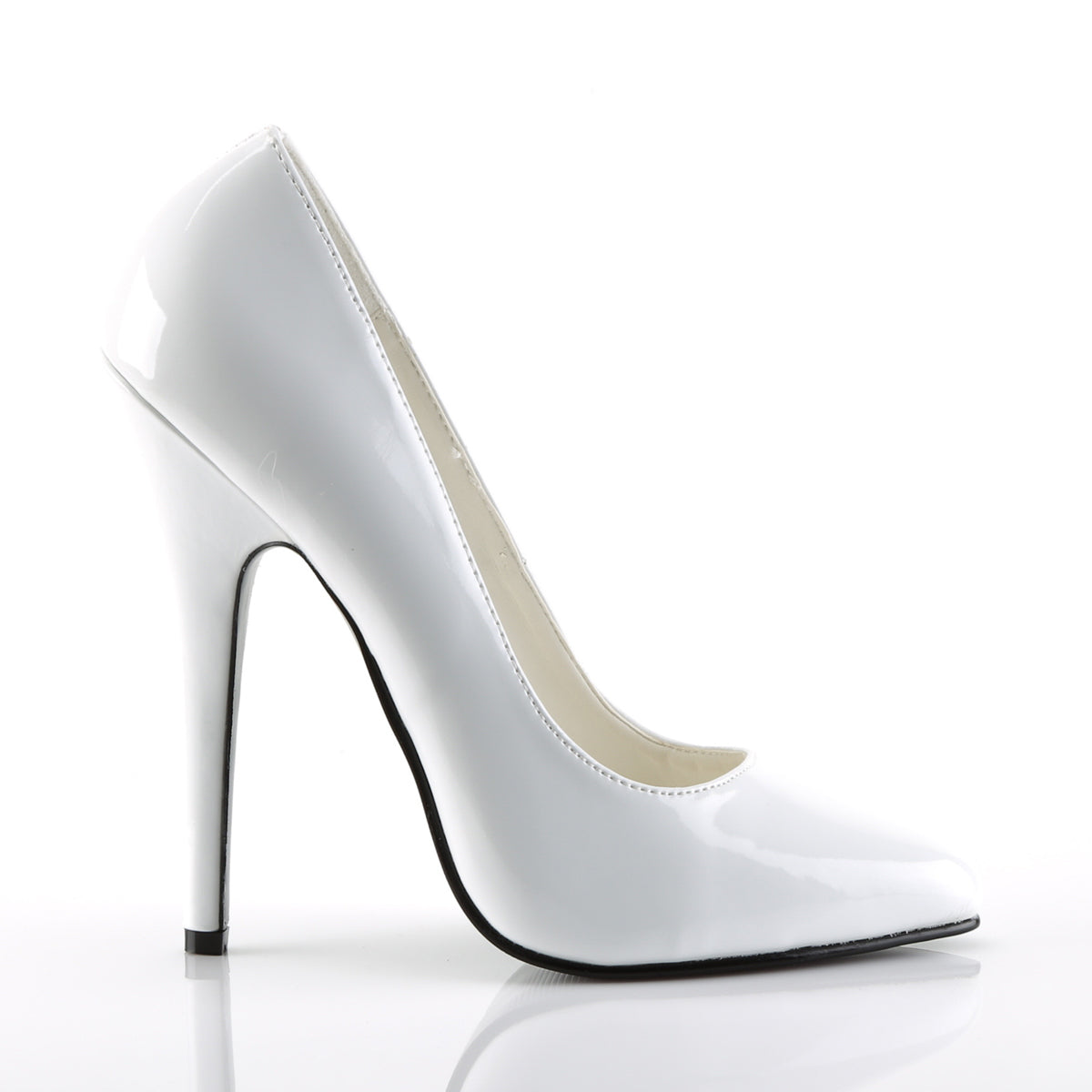 DOMINA-420 Devious Domina White Patent Sexy Single Soles (Fetish Footwear)