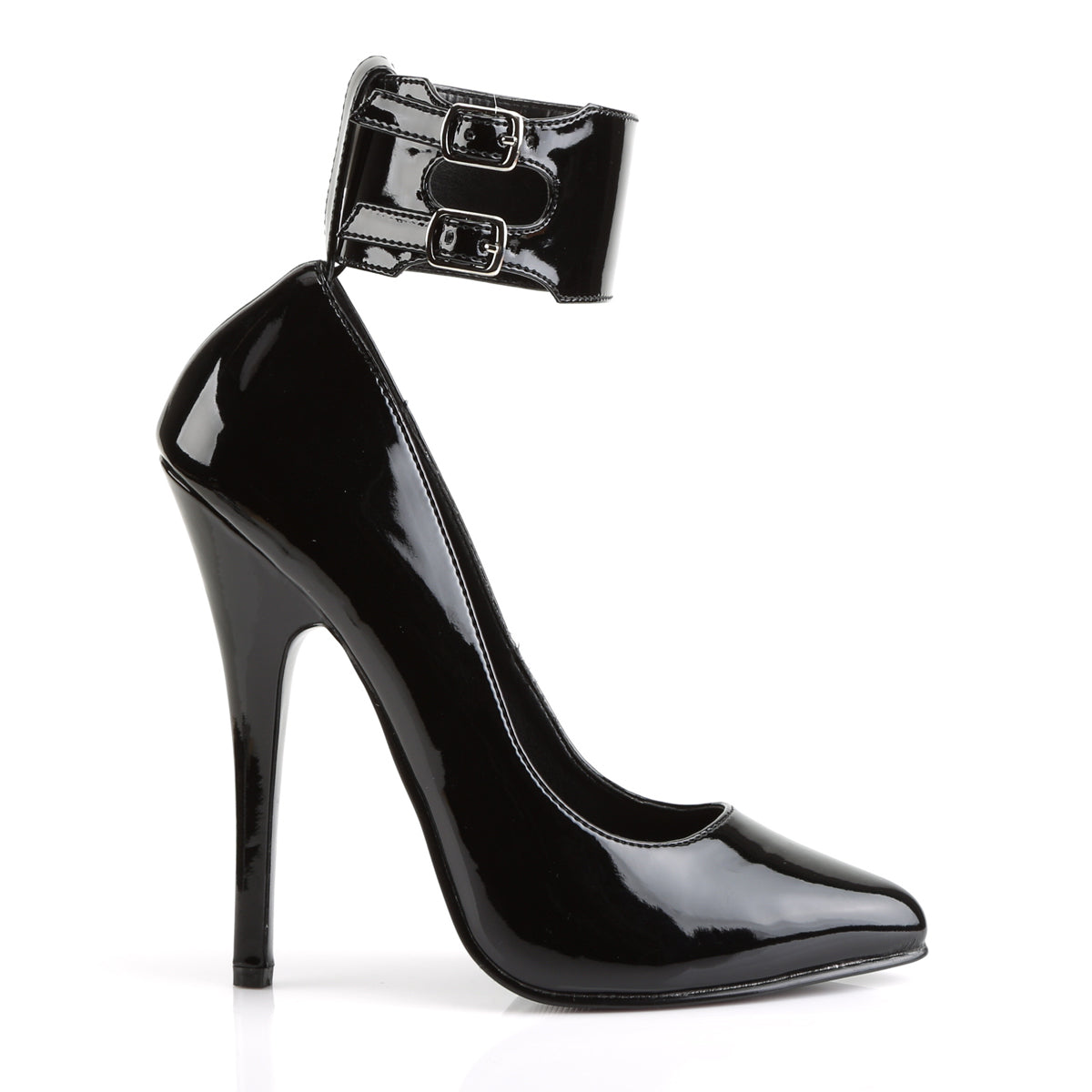 DOMINA-434 Devious Domina Black Patent Sexy Single Soles (Fetish Footwear)
