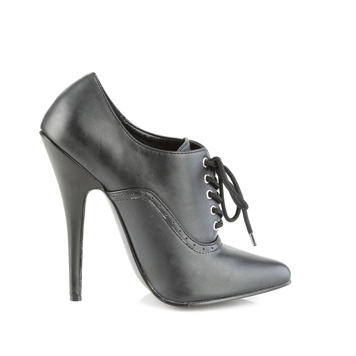 DOMINA-460 Devious Domina Black Faux Leather Sexy Single Soles (Fetish Footwear)