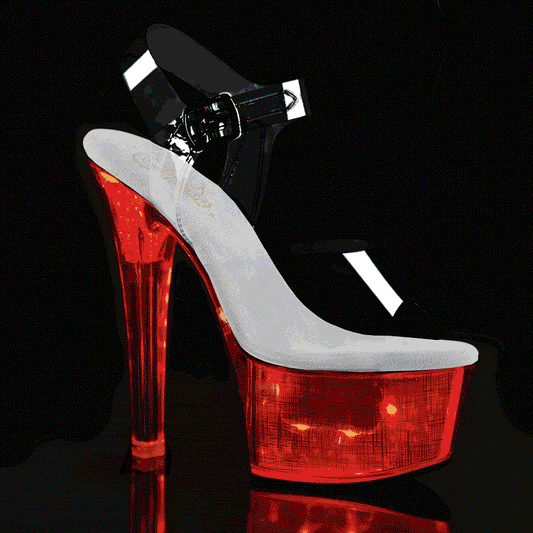 FLASHDANCE-608CH Strippers Heels Pleaser Platforms (Exotic Dancing) Clr/Slv Hologram