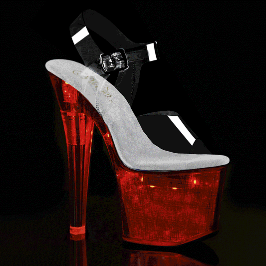 FLASHDANCE-708CH Strippers Heels Pleaser Platforms (Exotic Dancing) Clr/Slv Hologram