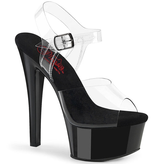 GLEAM-608 Pleaser Clear/Black Sexy Platform Shoes (Pole Dancing Heels)