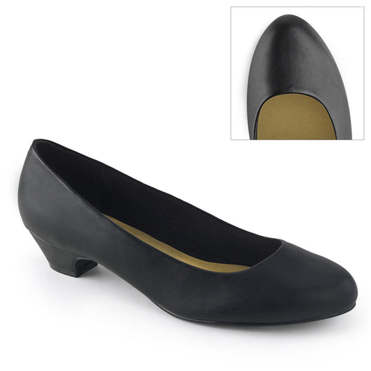 GWEN-01 Large Size Ladies Shoes Pleaser Pink Label Single Soles Blk Faux Leather