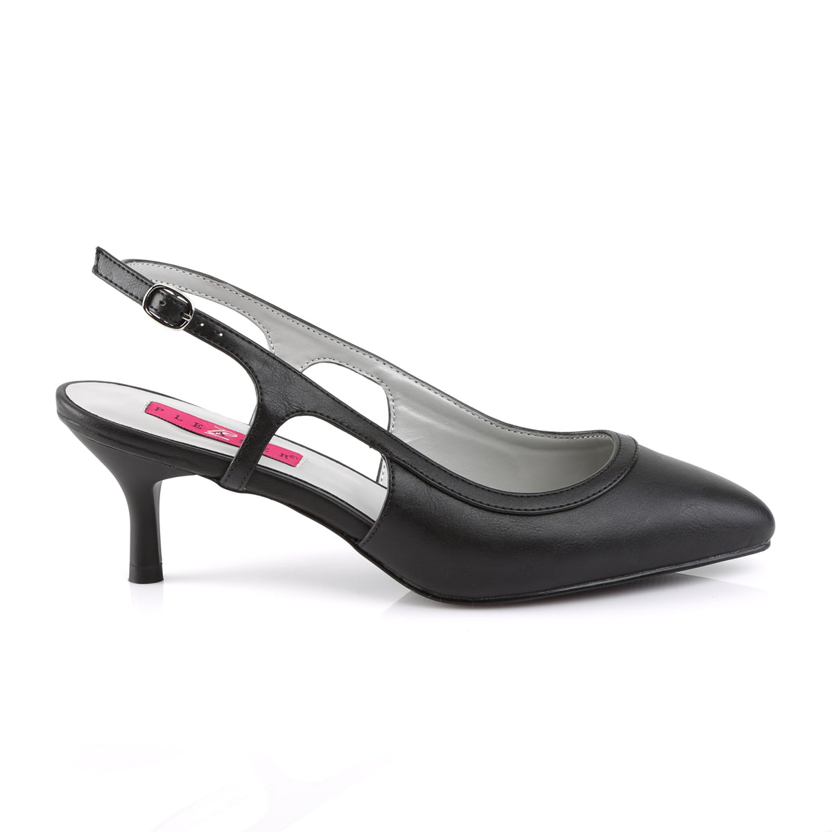 kitten 02 large size Sissy Shoes pleaser pink label single soles blk faux leather
