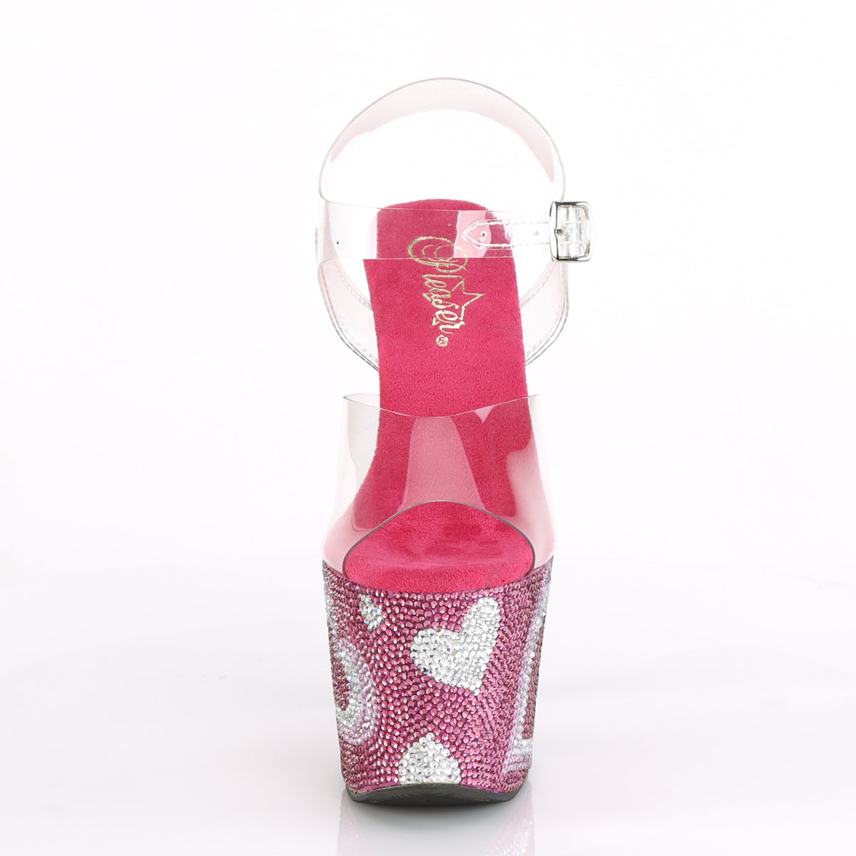 LOVESICK-708HEART Pleaser Clear/Hot Pink-White Sexy Platform Shoes (Sexy Shoes)