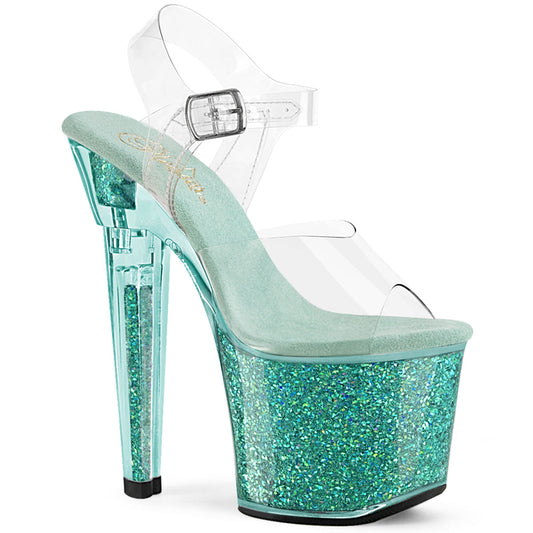 LOVESICK-708SG Pleaser Clear/Aqua Sexy Platform Shoes (Pole Dancing Heels)