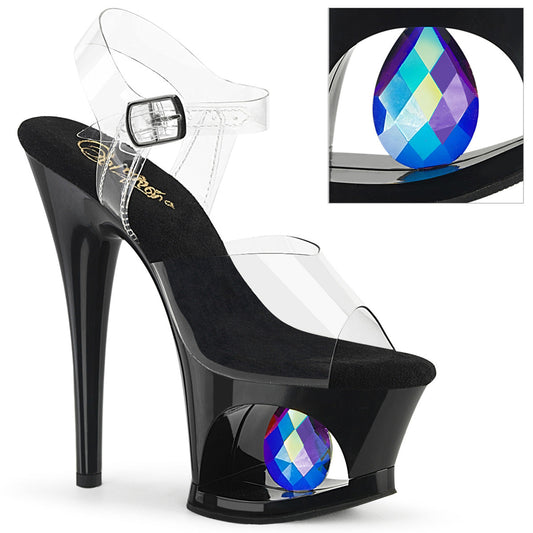 MOON-708DIA Pleaser Clear/Black Sexy Platform Shoes (Pole Dancing Heels)