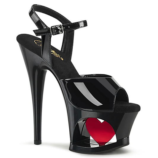 MOON-709H Pleaser Black Patent/Red Sexy Platform Shoes (Pole Dancing Heels)