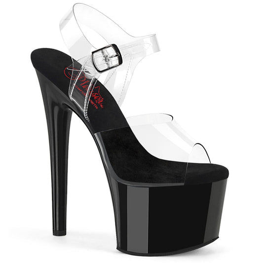 PASSION-708 Pleaser Clear/Black Sexy Platform Shoes (Pole Dancing Heels)