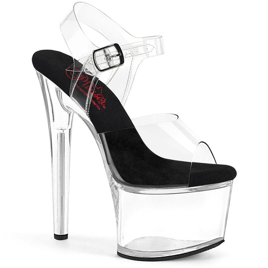PASSION-708 Pleaser Clear/Black Sexy Platform Shoes (Pole Dancing Heels)