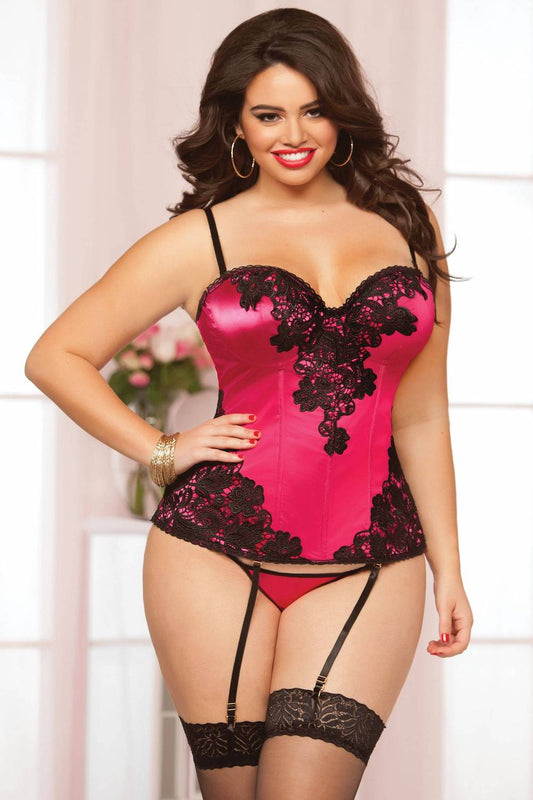 STM10512X Seven Til Midnight Alluring Corset Set Fuschia