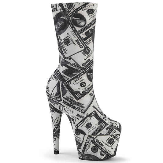 ADORE-1002DP Strippers Heels Pleaser Platforms (Exotic Dancing) Wht-Blk Str. Fabric /Wht-Blk Fabric