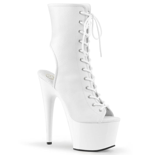 ADORE-1016 Strippers Heels Pleaser Platforms (Exotic Dancing) Wht Faux Leather/Wht