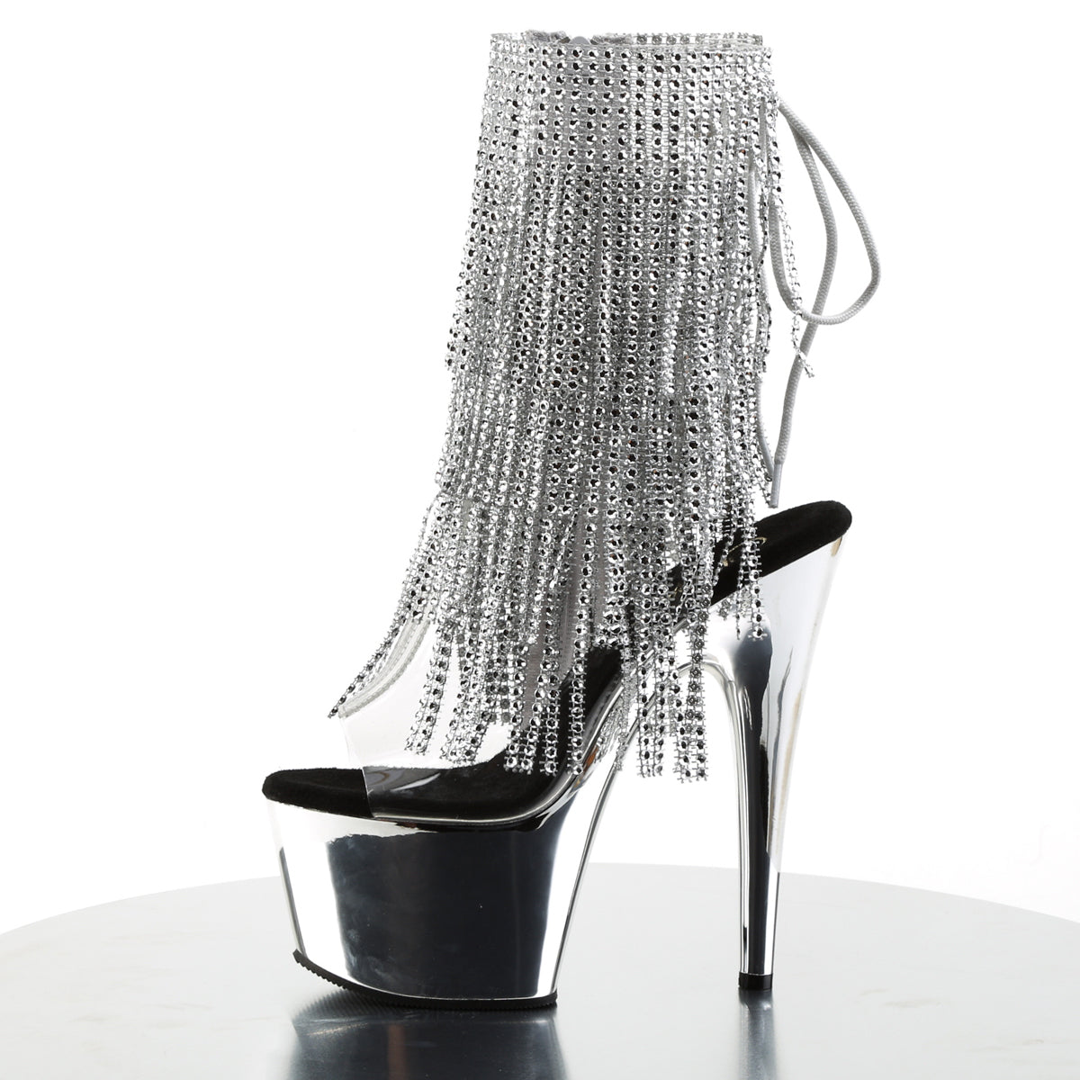 ADORE-1017RSF Pleaser Clear-Silver/Silver Chrome Platform Shoes (Sexy Shoes)