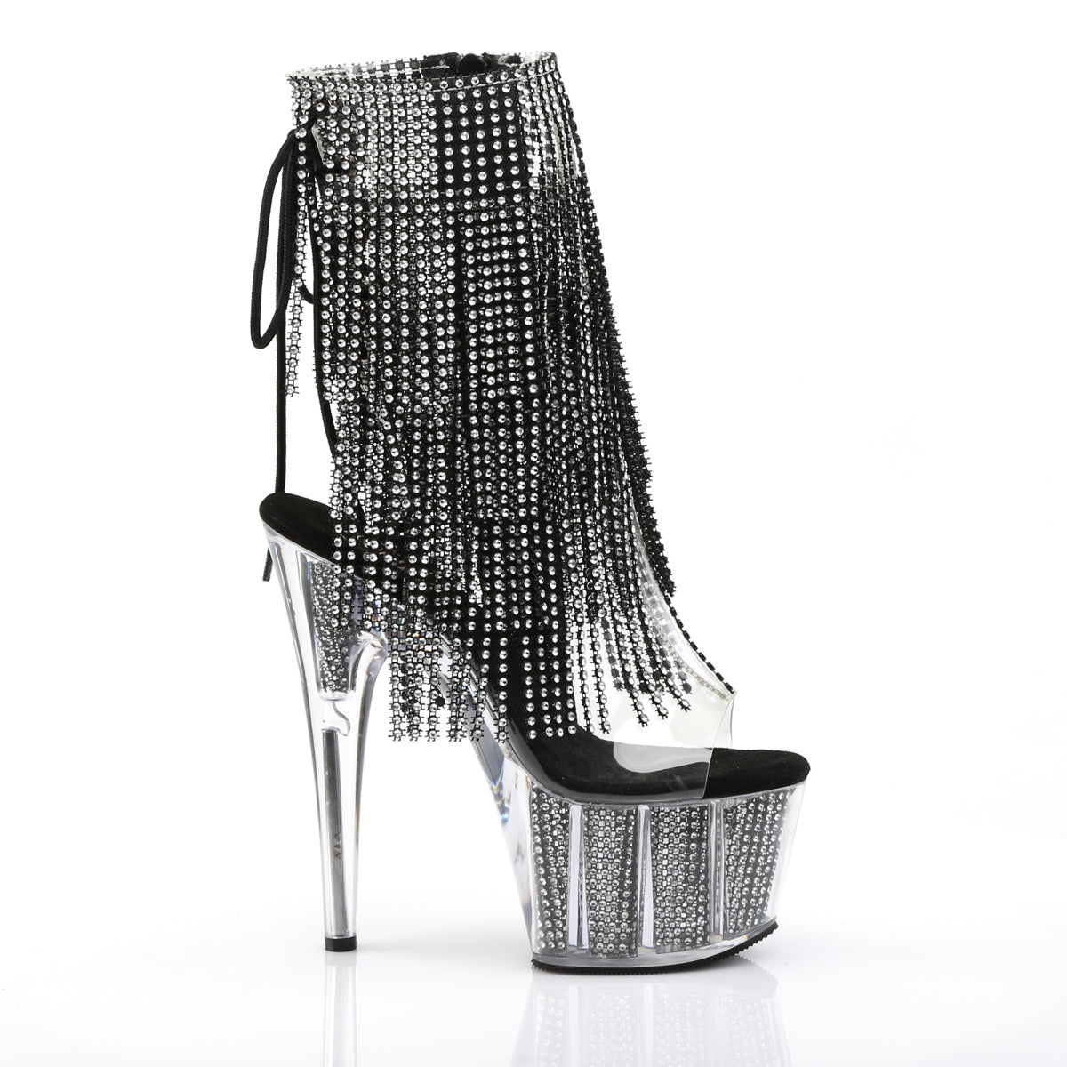 ADORE-1017SRS Pleaser Clear-Black Rhinestones/Black  Platform Shoes (Sexy Shoes)