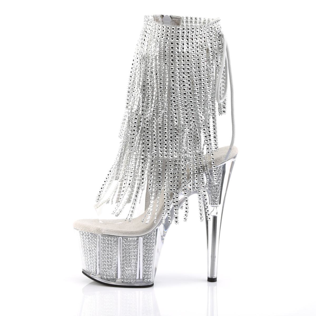 ADORE-1017SRS Pleaser Clear-Silver Rhinestones/Silver  Platform Shoes (Sexy Shoes)