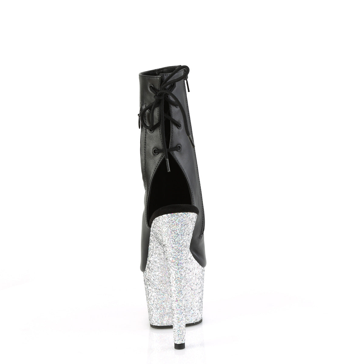 ADORE-1018LG Pleaser Black Faux Leather/Silver Multi Glitter Platform Shoes (Sexy Shoes)