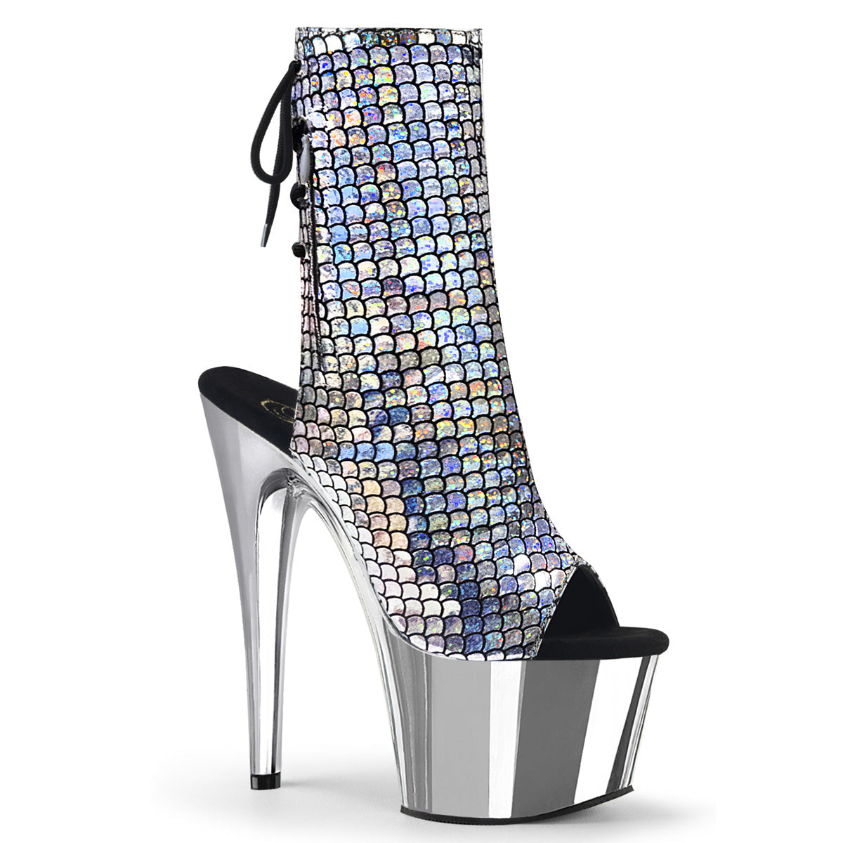 ADORE-1018MSC Strippers Heels Pleaser Platforms (Exotic Dancing) Slv Hologram/Slv Chrome