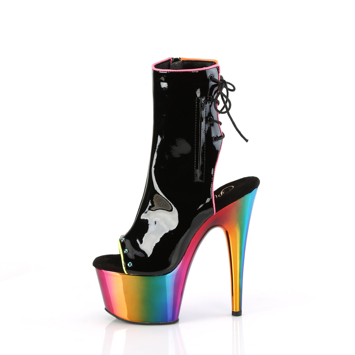 ADORE-1018RC-02 Pleaser Black Patent/Rainbow Chrome Platform Shoes (Sexy Shoes)