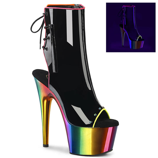 ADORE-1018RC-02 Pleaser Black Patent/Rainbow Chrome Platform Shoes (Sexy Shoes)