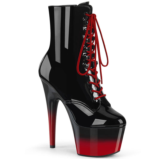 ADORE-1020BR-H Strippers Heels Pleaser Platforms (Exotic Dancing) Blk Pat/Blk-Red