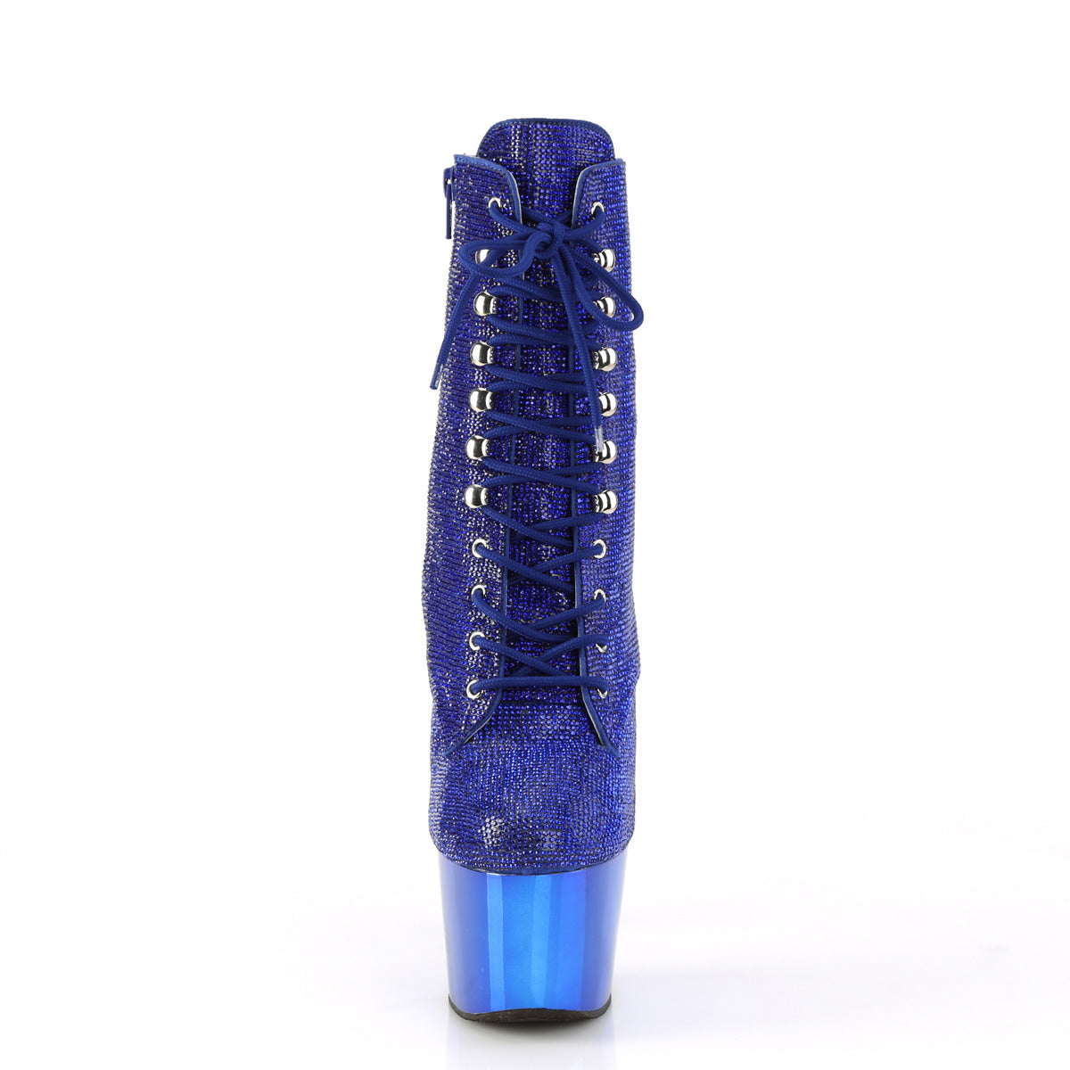 ADORE-1020CHRS Pleaser Royal Blue Rhinestones/Royal Blue Chrome Platform Shoes (Sexy Shoes)