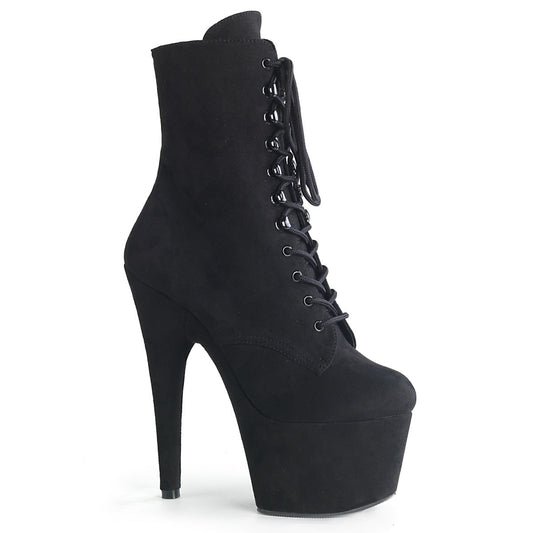 ADORE-1020FS Strippers Heels Pleaser Platforms (Exotic Dancing) Blk Faux Suede/Blk Faux Suede