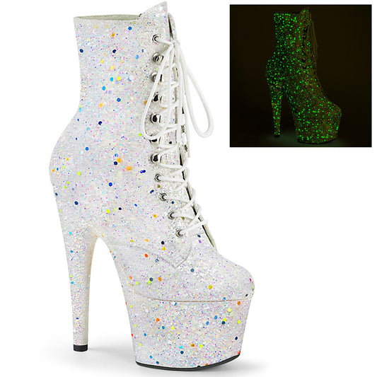 ADORE-1020GDLG Strippers Heels Pleaser Platforms (Exotic Dancing) White Multi Glitter/White Multi Glitter