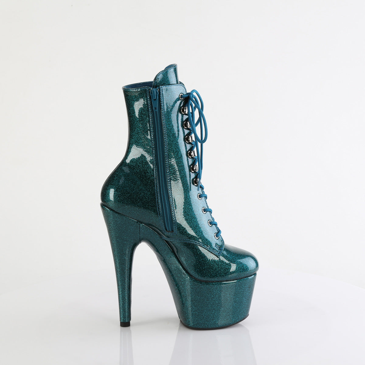 ADORE-1020GP Pleaser Teal Glitter Patent Platform Shoes (Sexy Shoes)